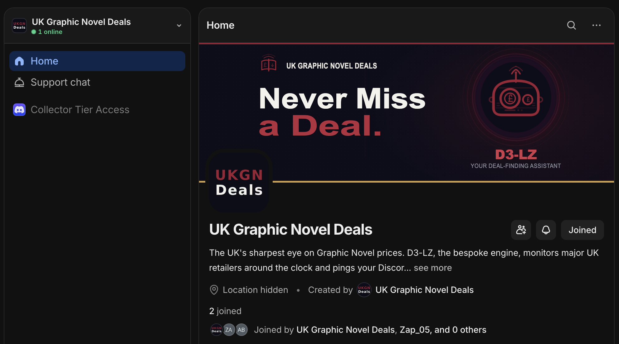 Whop hub sidebar showing tier access link